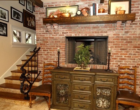 Kitchen Fireplace & Wrought Iron Design: French Country Style Home, Orlando, Florida